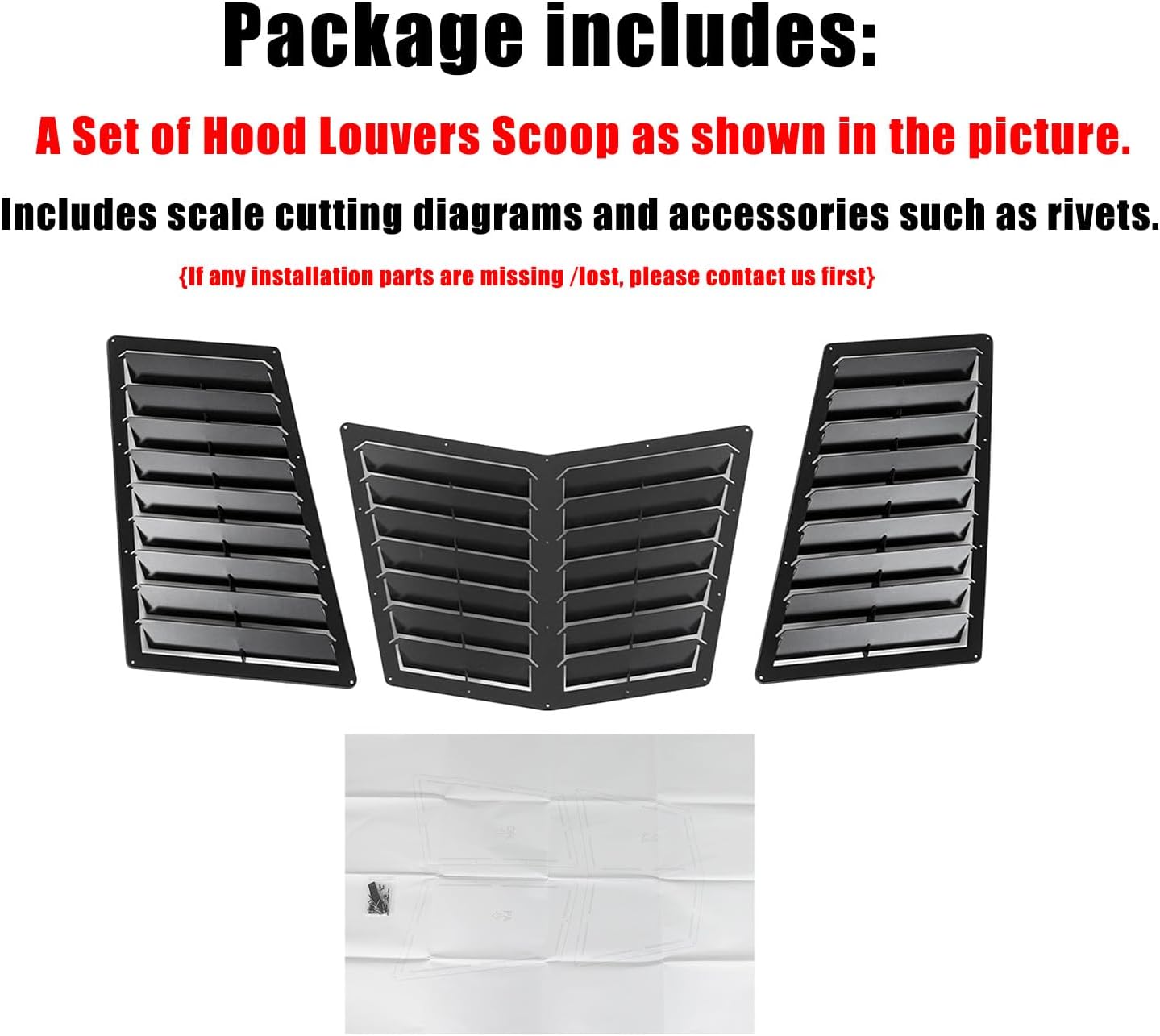 Vented Heat Extractor Hood Louvers Scoop for Chevy Corvette C5 Base Z06 1997-2004 Metal Black Body Kit