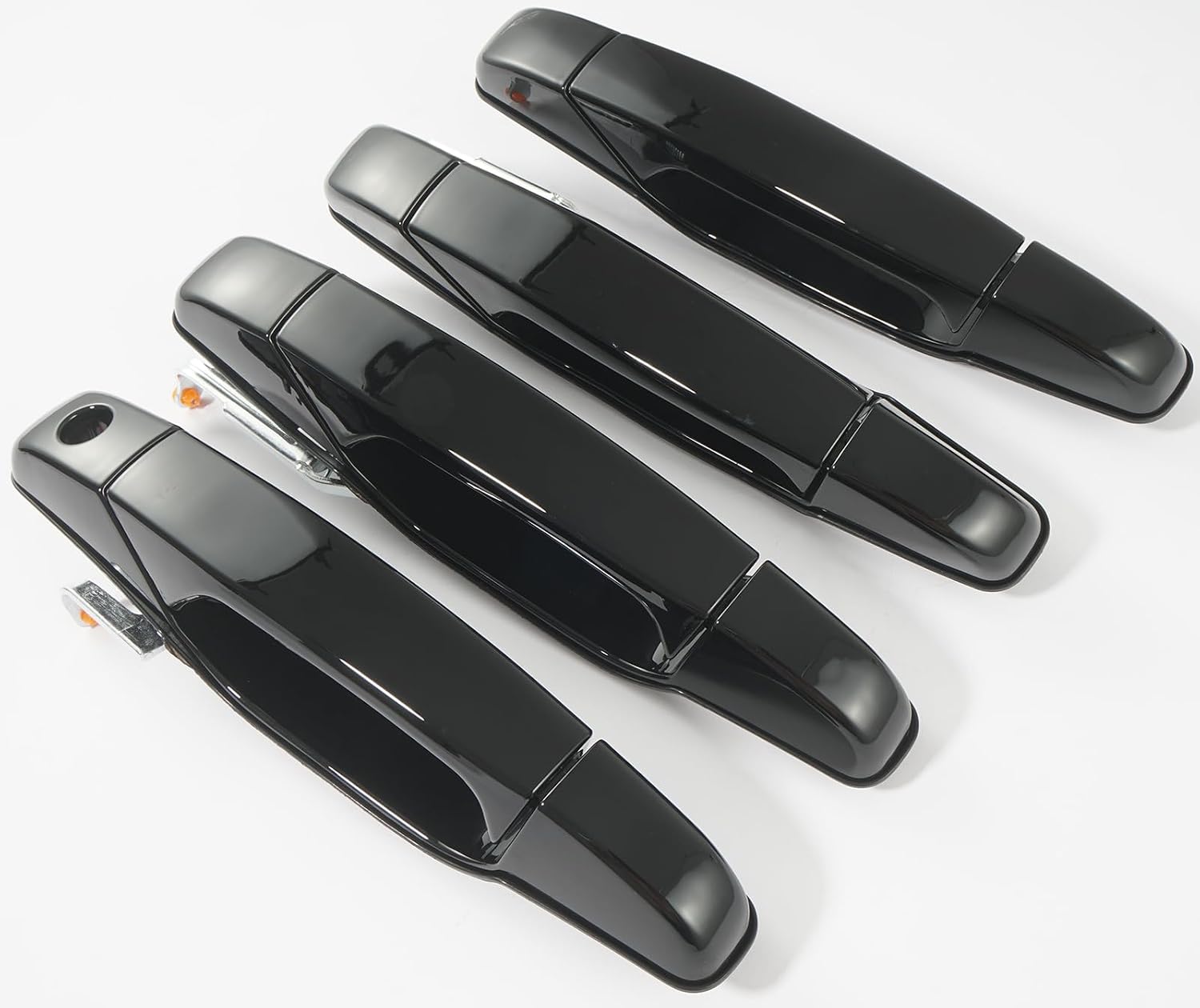 Exterior Door Handle, 4PCS Black Front Rear Driver Passenger Compatible with 2007-2014 Chevy Silverado Suburban Avalanche Tahoe, GMC Sierra Yukon Cadillac Escalade Replace 20828258 22738721