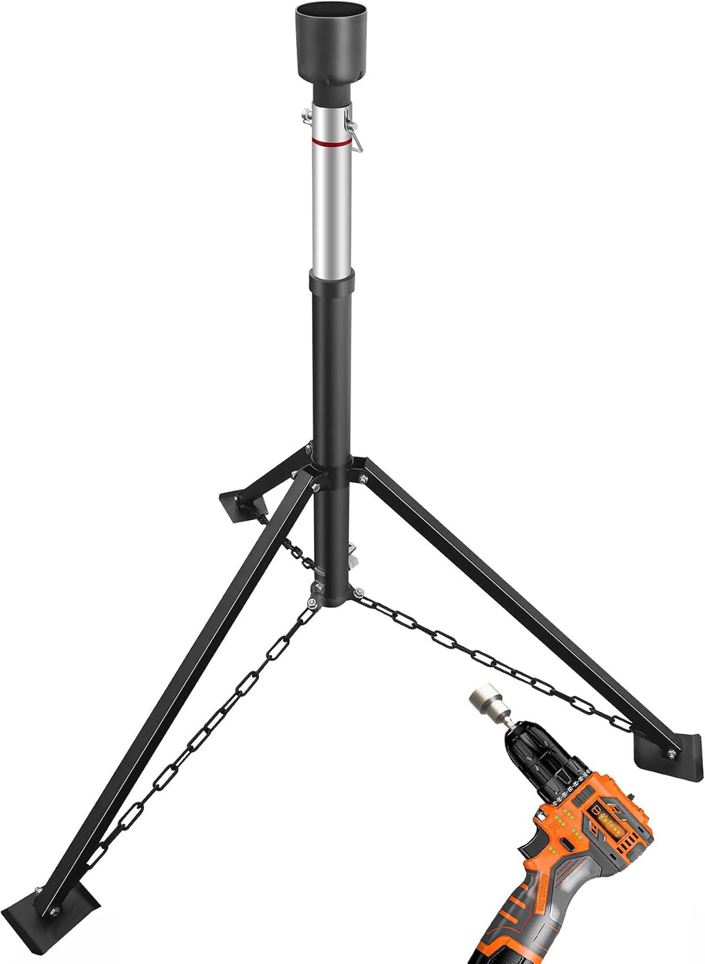 King Pin Tripod Stabilizer Jack for 5th Wheel Trailer Rv, (Allow Drill Adjust), 5000lb Load Capacity & Adjustable Height from 35" to 56"（Patented