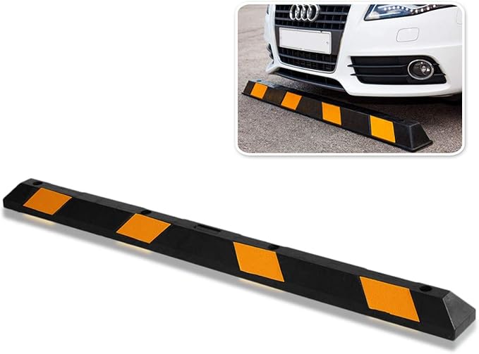ZONETECH Large Heavy Duty Rubber Parking Curb – 72” Premium Quality Auto Garage by ZONETECH