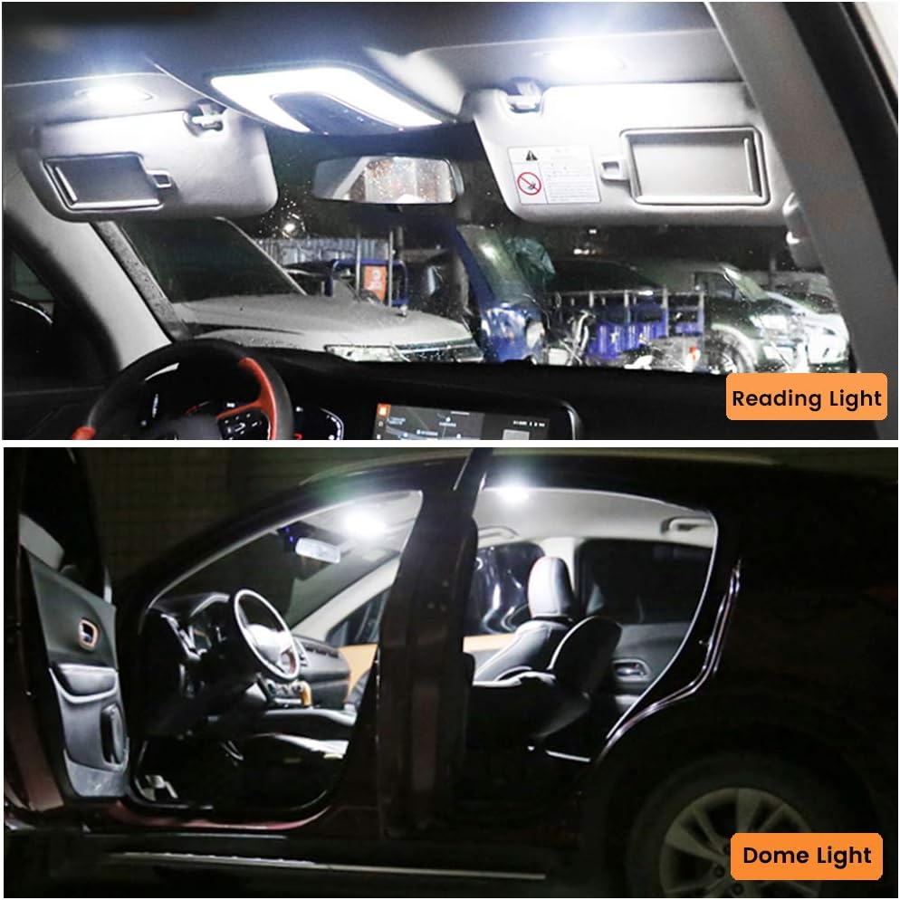 YM E-Bright 4-Pack White Led Panel Dome Light Lamp, COB 48-SMD Led Interior Car Lights Auto Dome Lights Interior with T10 /BA9S/ Festoon Adapters, DC-12V