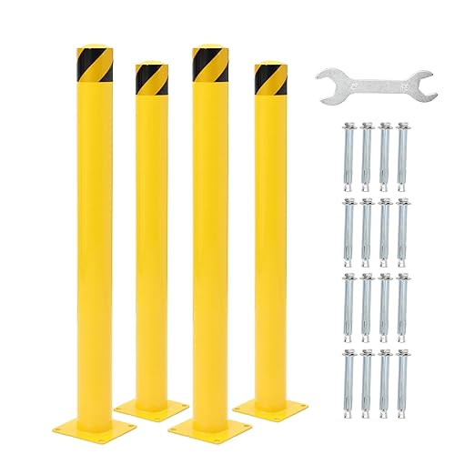 Safety Bollard 4 Packs, 42 Inch Height Steel Bollard Post by STANDWITHYOU