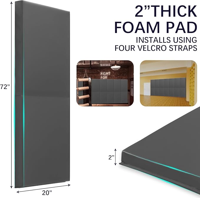 PROGOAL 60"/72" High Gym Wall Padding 2"/4" Thick Foam Basketball Court Wall - Image 5