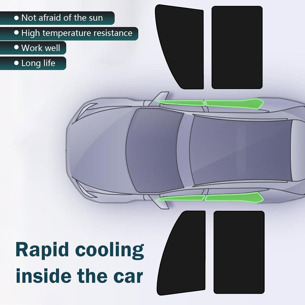 4 PCS Car Side Window Sun Shade, 24.40In x 18.89In x 12.99In Front & 31.49In x 18.89In Rear Magnetic Window Shades, Blackout Privacy Protective Curtain, Heat Insulation for Most Cars (Black)