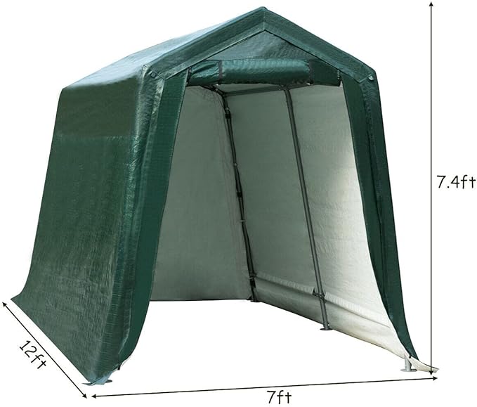 ERGOMASTER 7 Ft x 12 Ft Outdoor Carport Patio Storage Shelter Metal Frame and - Image 6
