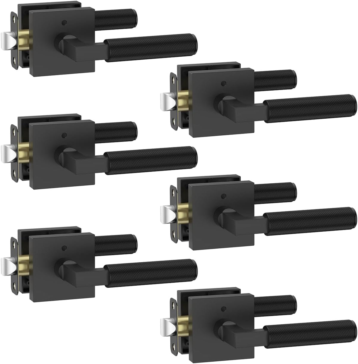 asidrama 6 pack matte black privacy interior door, main product view