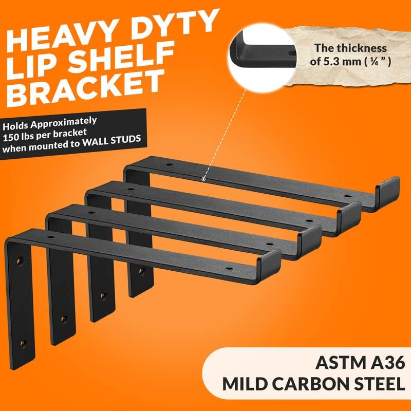 batoda 12" z shelf brackets with lip for, side view