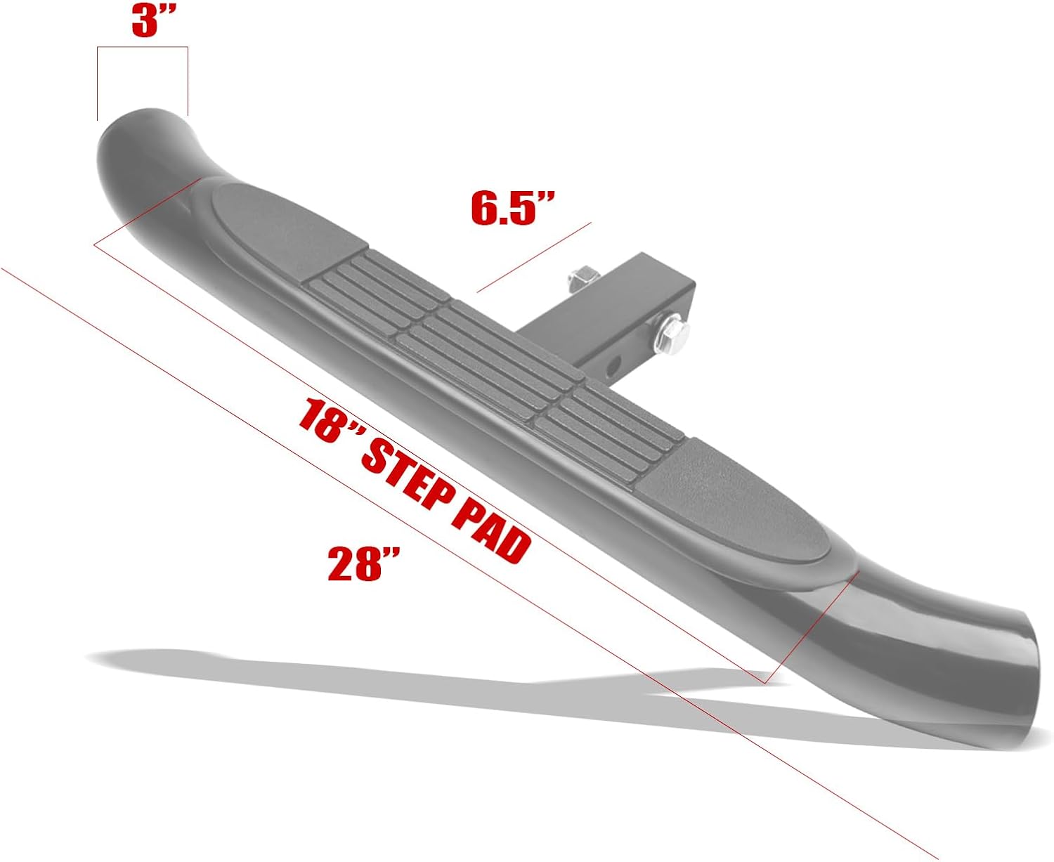 Armordillo 3" Round Tubing Steel Hitch Step for Class 4 Trailer Hitch in Black|2" Hitch Receiver Step Gloss Black 8718698