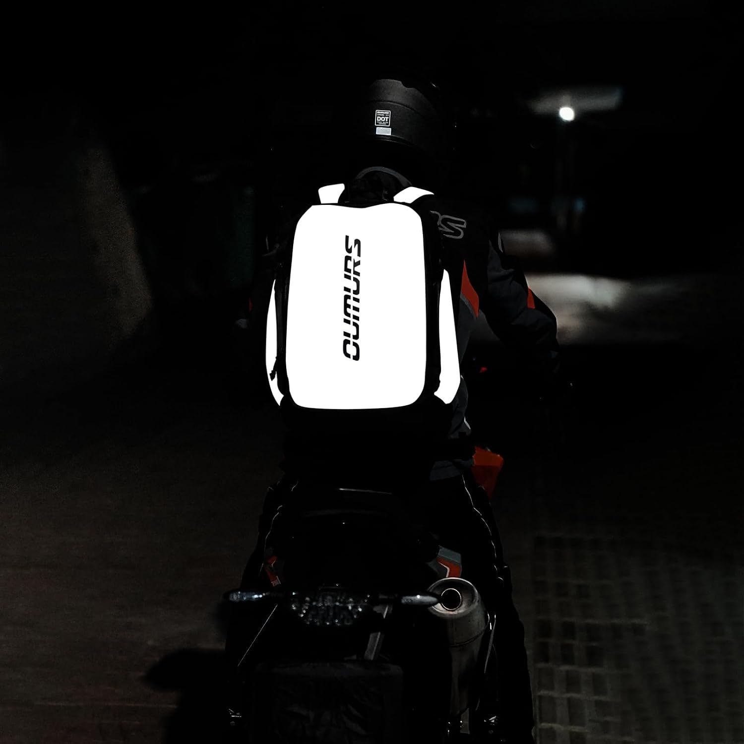 Oumurs Reflective Backpack 1800D Water-resistant Oxford Cloth Backpack Laptop Backpack for Motorcycle, Travel, Cycling, Work, Sport, Hiking, Gym, Black