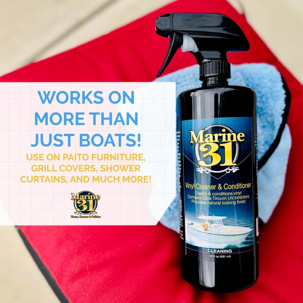 Marine 31 Vinyl Cleaner & Conditioner | Cleans, Protects & Prevents UV Damage | Safe for Boats, Car Interiors & Patio Furniture | No Sticky Residue, Long-Lasting Protection | M31-401 | 32 oz