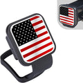 2 Inch Rubber Trailer Hitch Cover, Durable Tow Hitch Covers with American Flag, Car Exterior Accessories Fits for 2 Inches Hitch Receivers, Hitch Cover Tube Plug Cap for Trucks(Silver&Red Line)