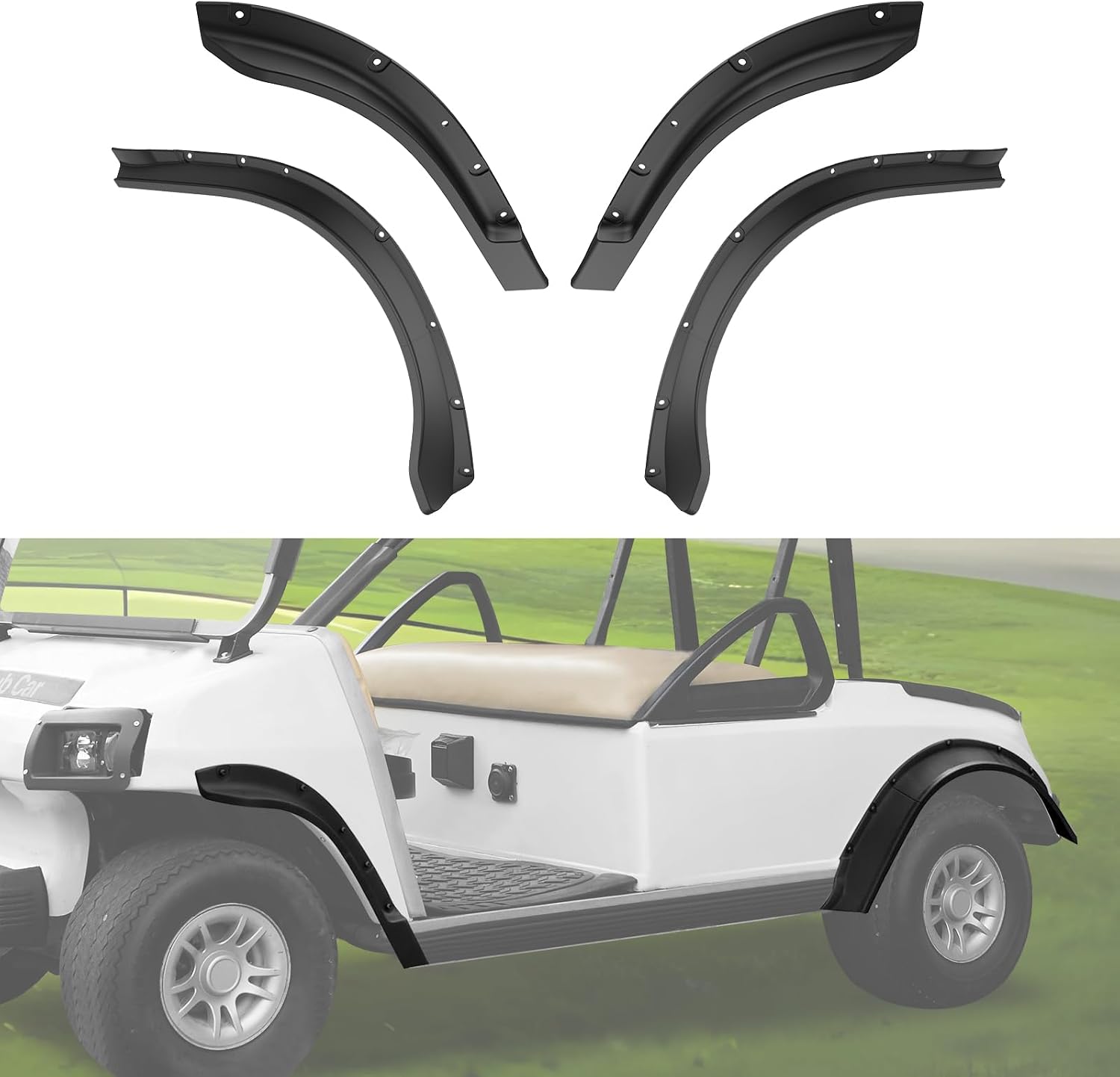 Front and Rear Fender Flares for Club Car DS 1993+, Combined Mud Flaps Guards for Clubcar DS, Golf Cart Accessories, Standard and Unmodified Golf Carts Body Only