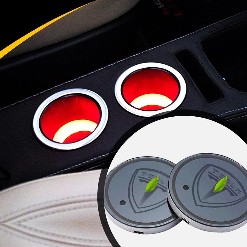 LED Car Cup Holder Mat Pad Waterproof Bottle Drinks Coaster Built-in Light Compatible with Tesla Model X S 3 Y (Multicolor)