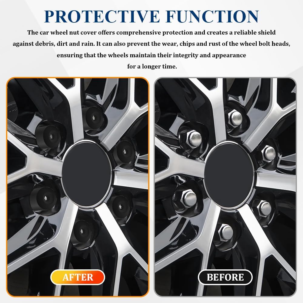 20PCS Lug Nut Cover, Wheel Studs and Lug Nuts, 17mm Wheel Nut Covers with Removal Tool, Car Accessories Universal Auto Hub Exterior Decoration Protective Cover Suitable for Most Vehicles