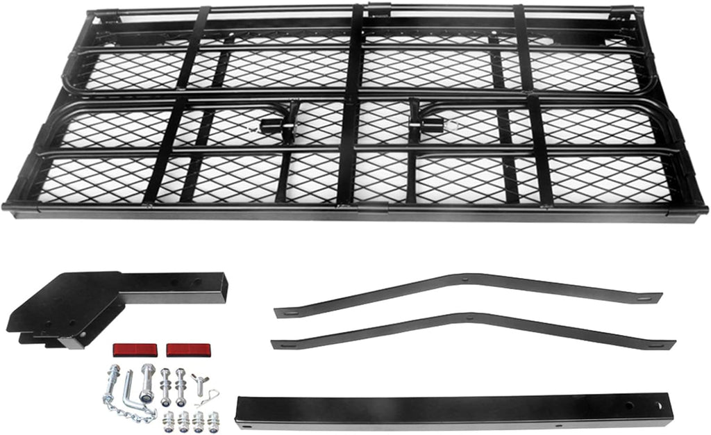 500 Lbs Heavy Duty Hitch Mount Cargo Carrier 60" x 24" x 14.4" Folding Cargo Rack Rear Luggage Basket Fits 2" Receiver for Car SUV Camping Traveling