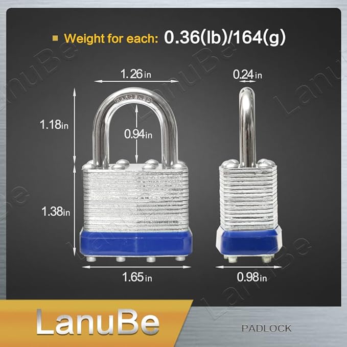 LanuBe Lock Laminated keyed Padlock, keyed Alike Locks, Normal Shackle - Image 2