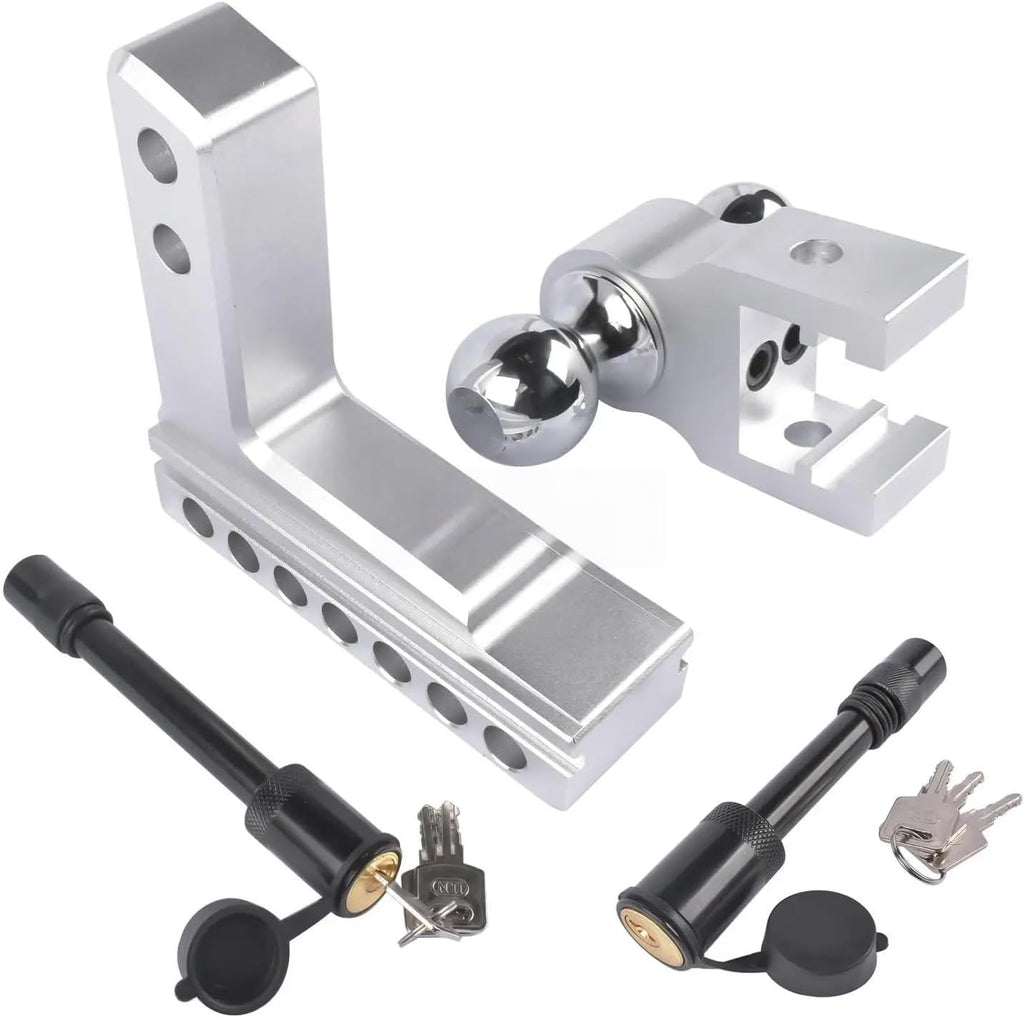 Adjustable 2" Trailer Hitch 6" Rise/Drop Dual-Ball 12500 LBS GTW with Locks