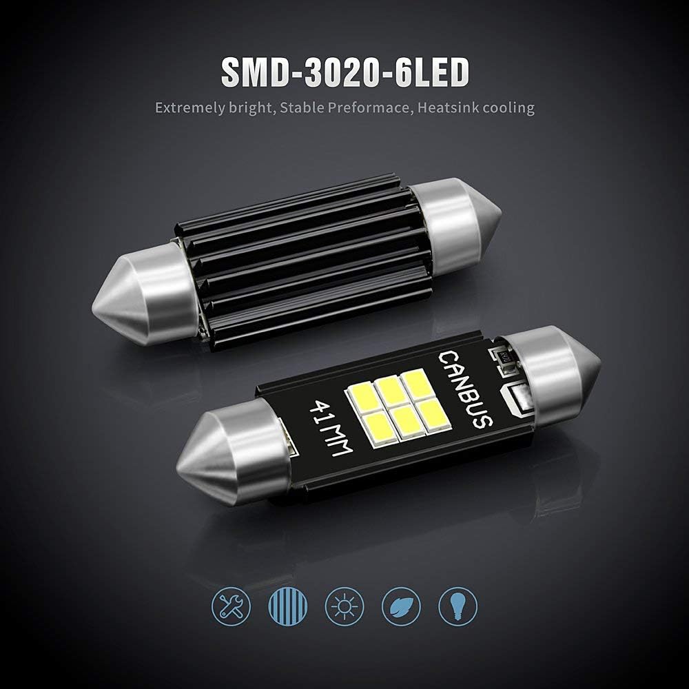 SIR IUS LED 578 light bulb festoon white Bright 400 Lumens 3020 Chipset Canbus Error Free bulb for Interior Car Truck License Plate Dome Trunk Courtesy 41MM 211-2 569 6000K