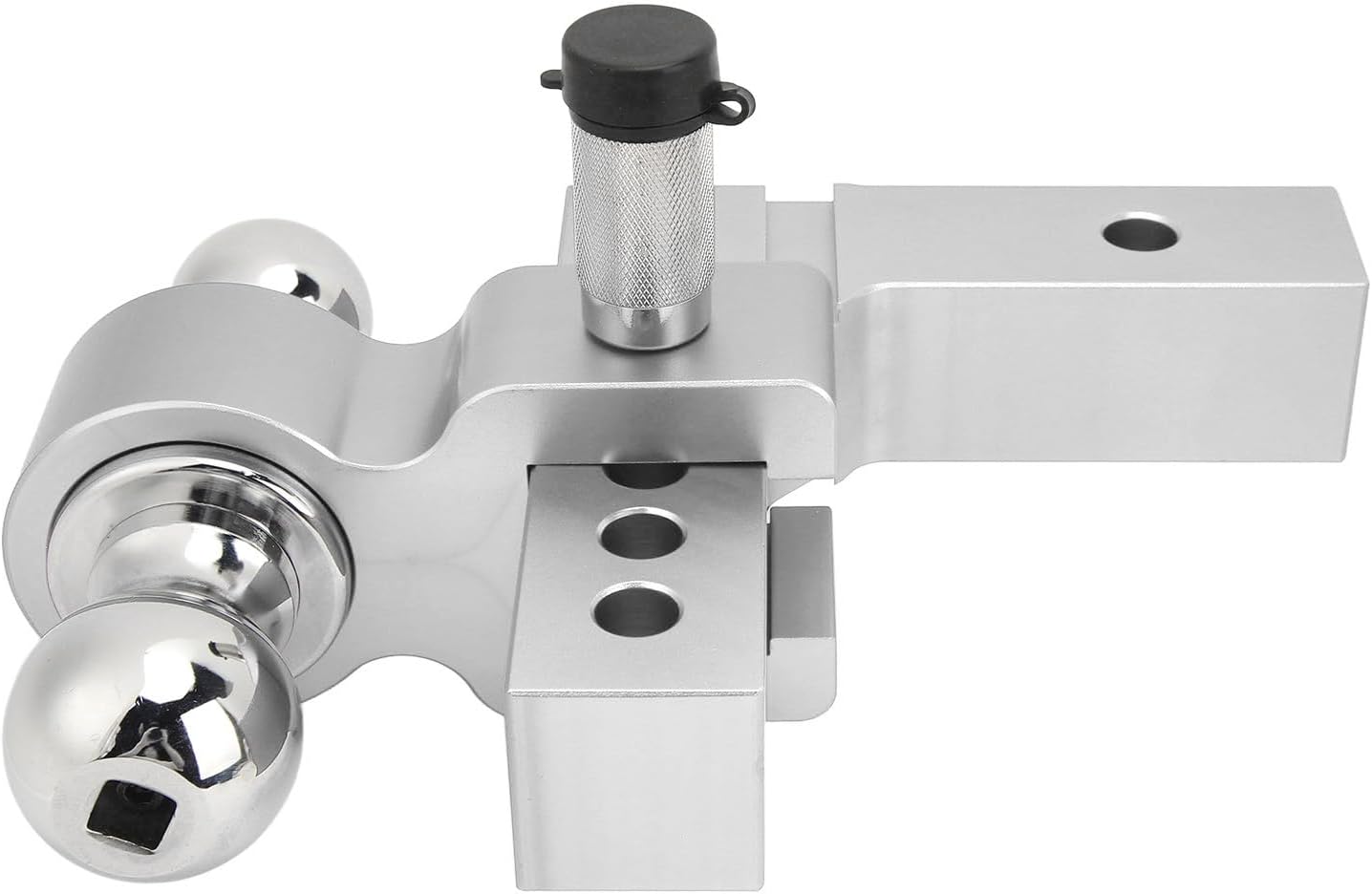 Adjustable Trailer Hitch 6in Drop Rise, Heavy - Duty Stainless Steel Receiver Hitch Kit for 2in Trailer Towing, 12500 LBS Capacity with Traction Hook (Electroplated Silver)
