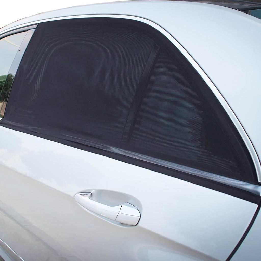 2PCS Car Window Coverings, Elastic Mesh Front Rear Side Sun Shades for UV Protection & Heat Reduction