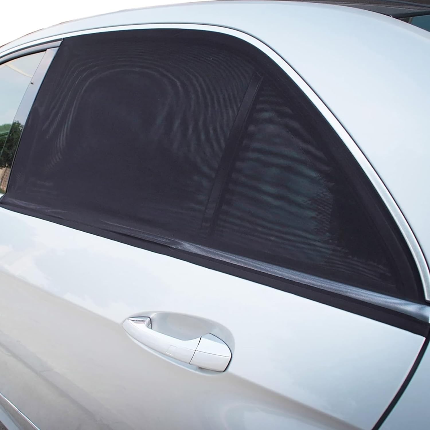 2PCS Car Window Coverings, Elastic Mesh Front Rear Side Sun Shades for UV Protection & Heat Reduction
