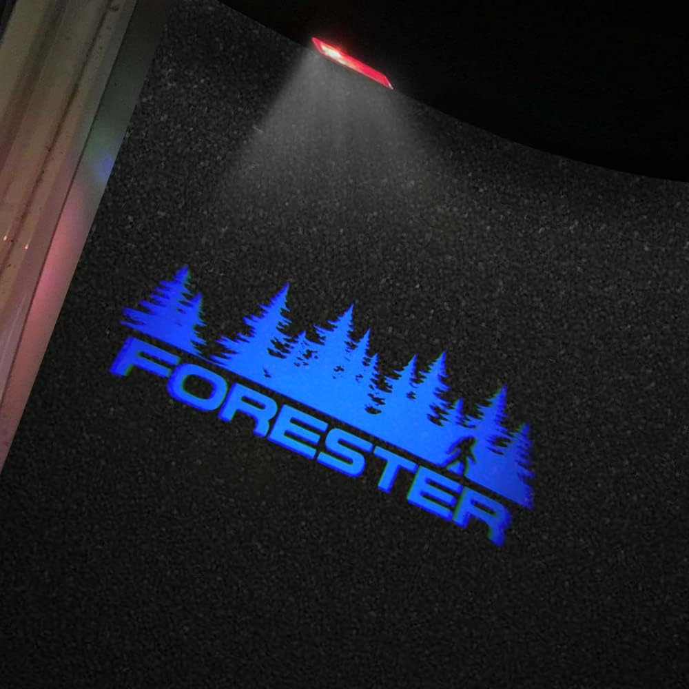 2 Pcs Non-Fading LED Car Door Logo Lights Courtesy Projector Laser Welcome Light Ghost Shadow Forester Accessories Puddle Lamp Compatible With Forester (Blue)
