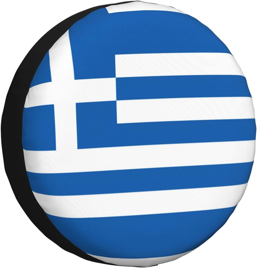 Greek Flag Print Universal Spare Tire Cover for RV, Jeep | Wheel Protector Fits Rv, Trailer, Jeep, Shield Tires From Sun, Dirt And Rain For Outdoor Storage