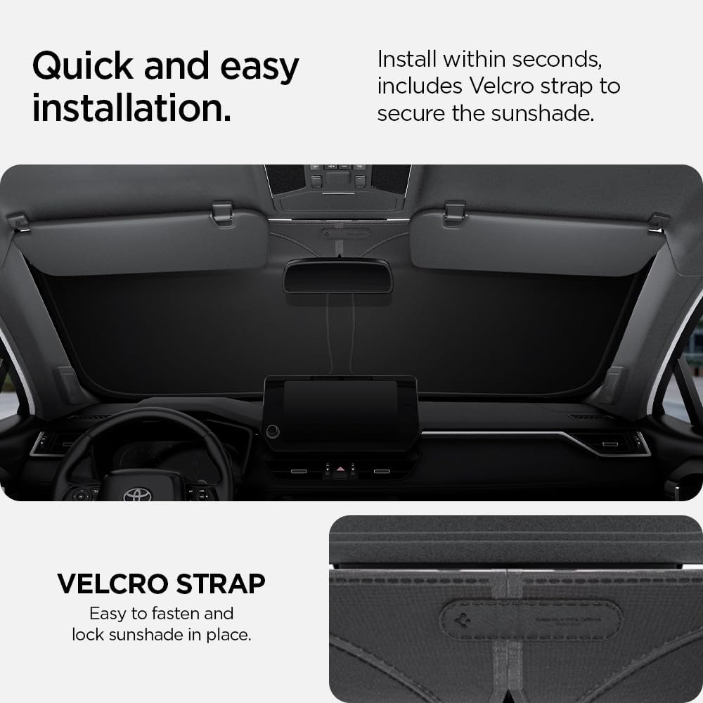 Spigen Triple-Coated CryoShade Front Windshield Sunshade (Reinforced Velcro Strap) for Toyota RAV4 2019-2025 and RAV4 Prime 2021-2025