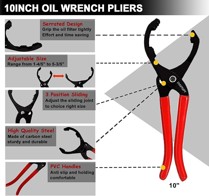 5Pcs Adjustable Oil Filter Pliers Set, Universal Oil Filter Removal Tool - Image 5