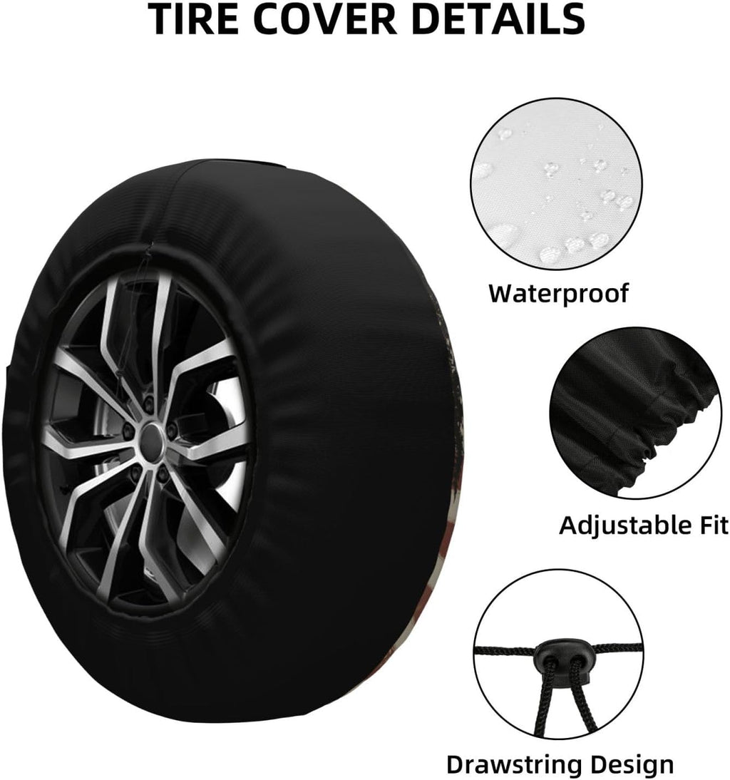 Spare Tire Cover for RV Camper, Pug American Flag Tire Cover Protectors, Weatherproof Universal Wheel Cover for RV Travel Trailer Camper Truck 14in