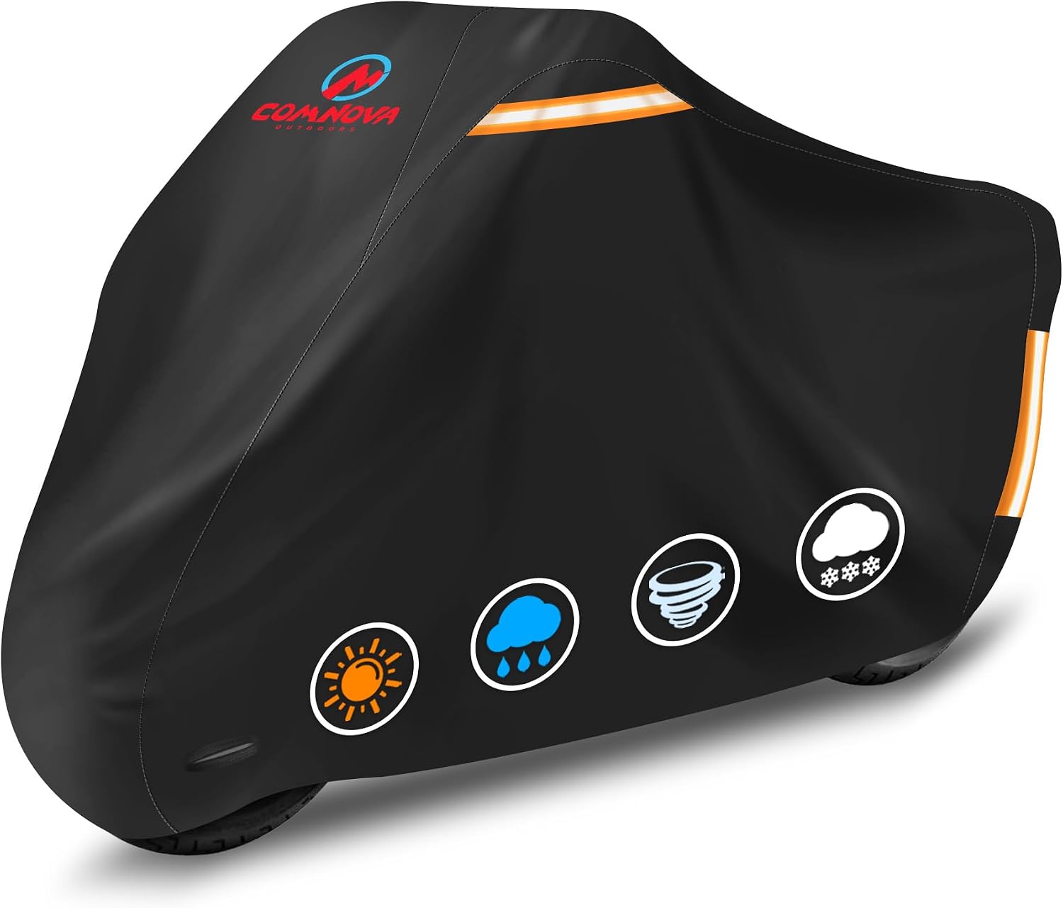 Comnova Motorcycle Cover 96 Inch - 600D Outdoor Motorbike Cover Waterproof with Lock Hole, Universal Fit for Harley, Honda, Kawasaki, Full Protection, Moped Covers for Motorcycle Vehicle Up to 96"