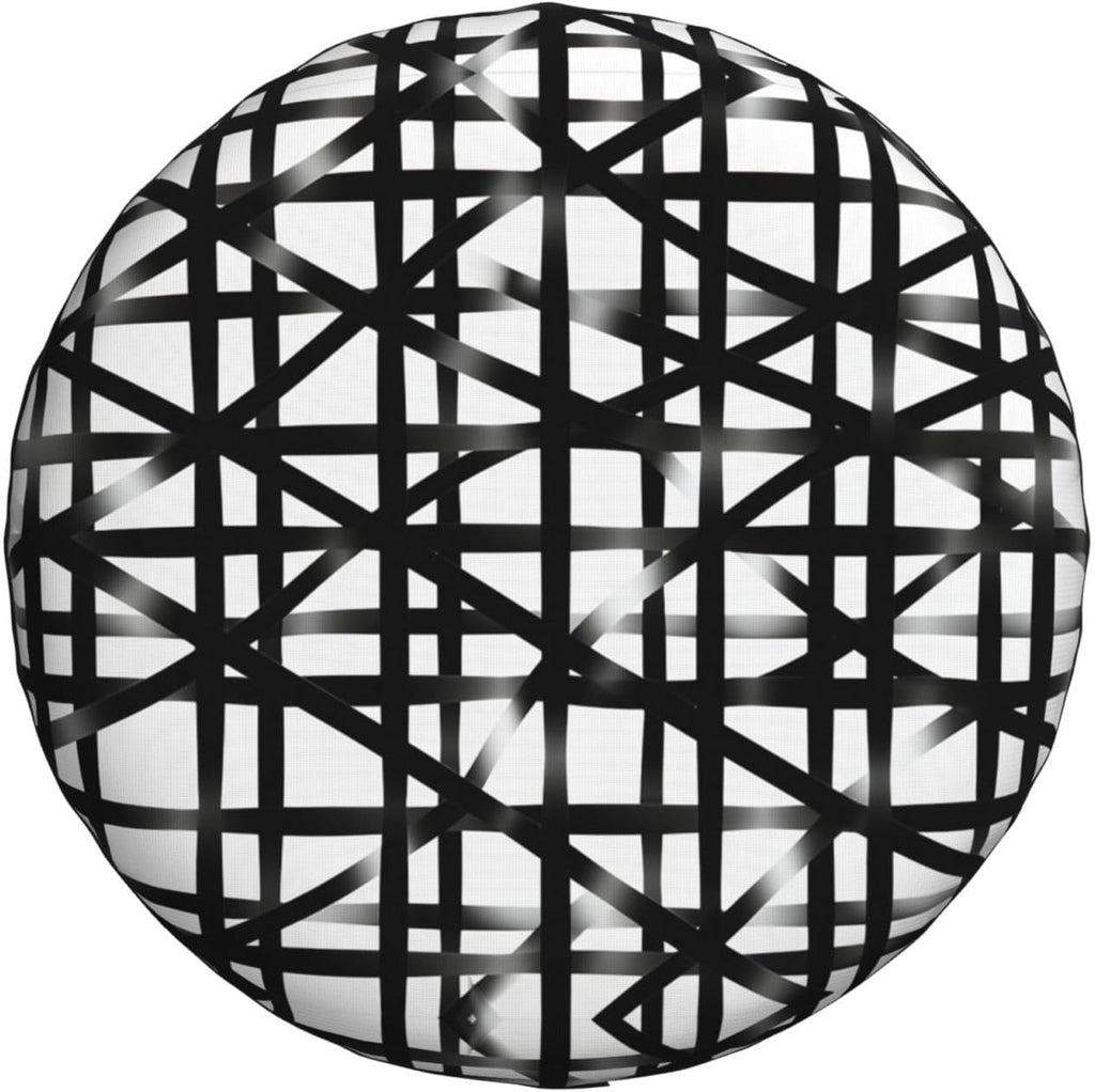 Black Diagonal Grid Print Universal Spare Tire Cover for RV, Jeep | Wheel Protector Fits Rv, Trailer, Jeep, Shield Tires From Sun, Dirt And Rain For Outdoor Storage
