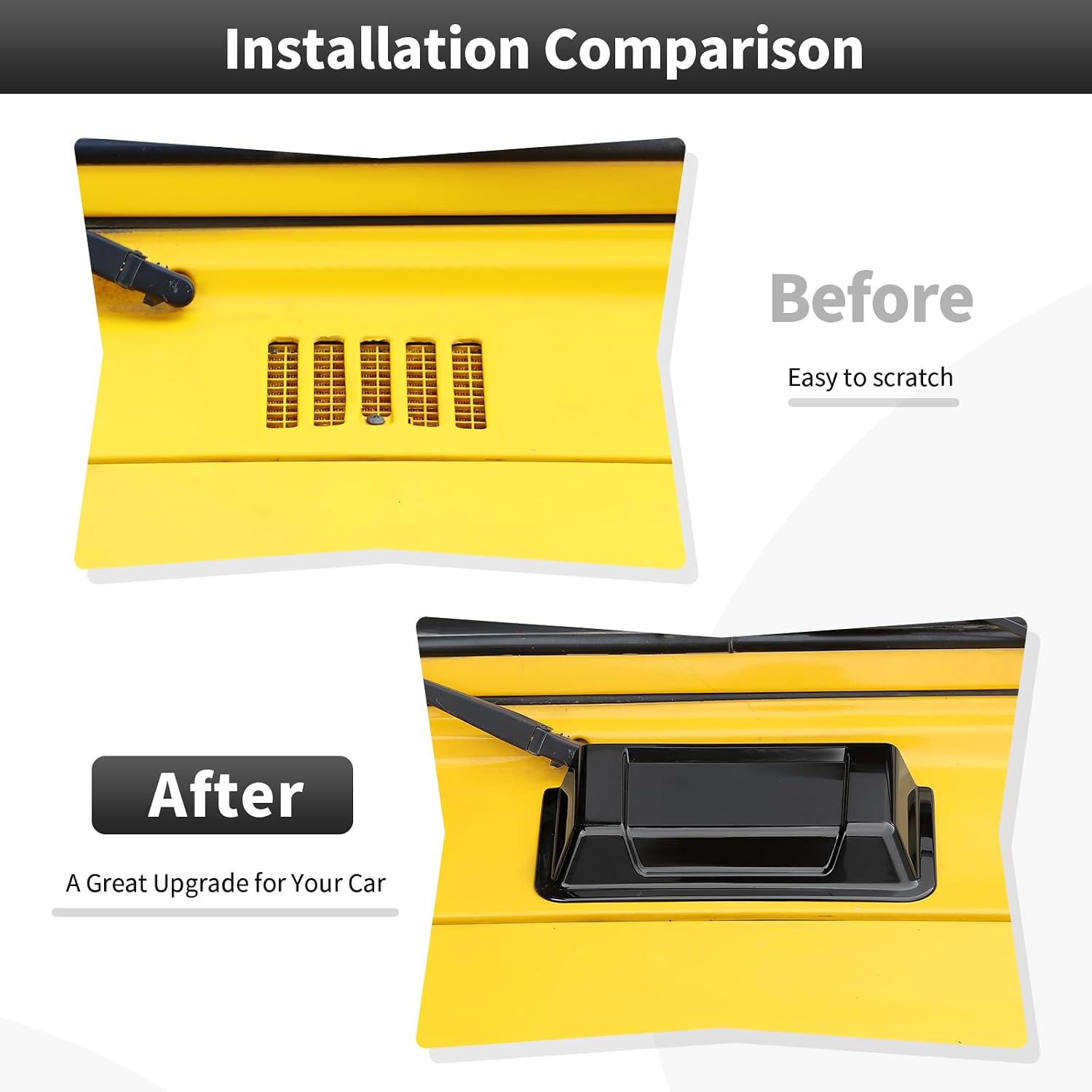 CheroCar Black Hood Vent Cover Engine Hood Hinge Cover Fit for 1996-2018 Jeep Wrangler JK JKU TJ Unlimited Hood Scoop Vent Cover Exterior Accessories