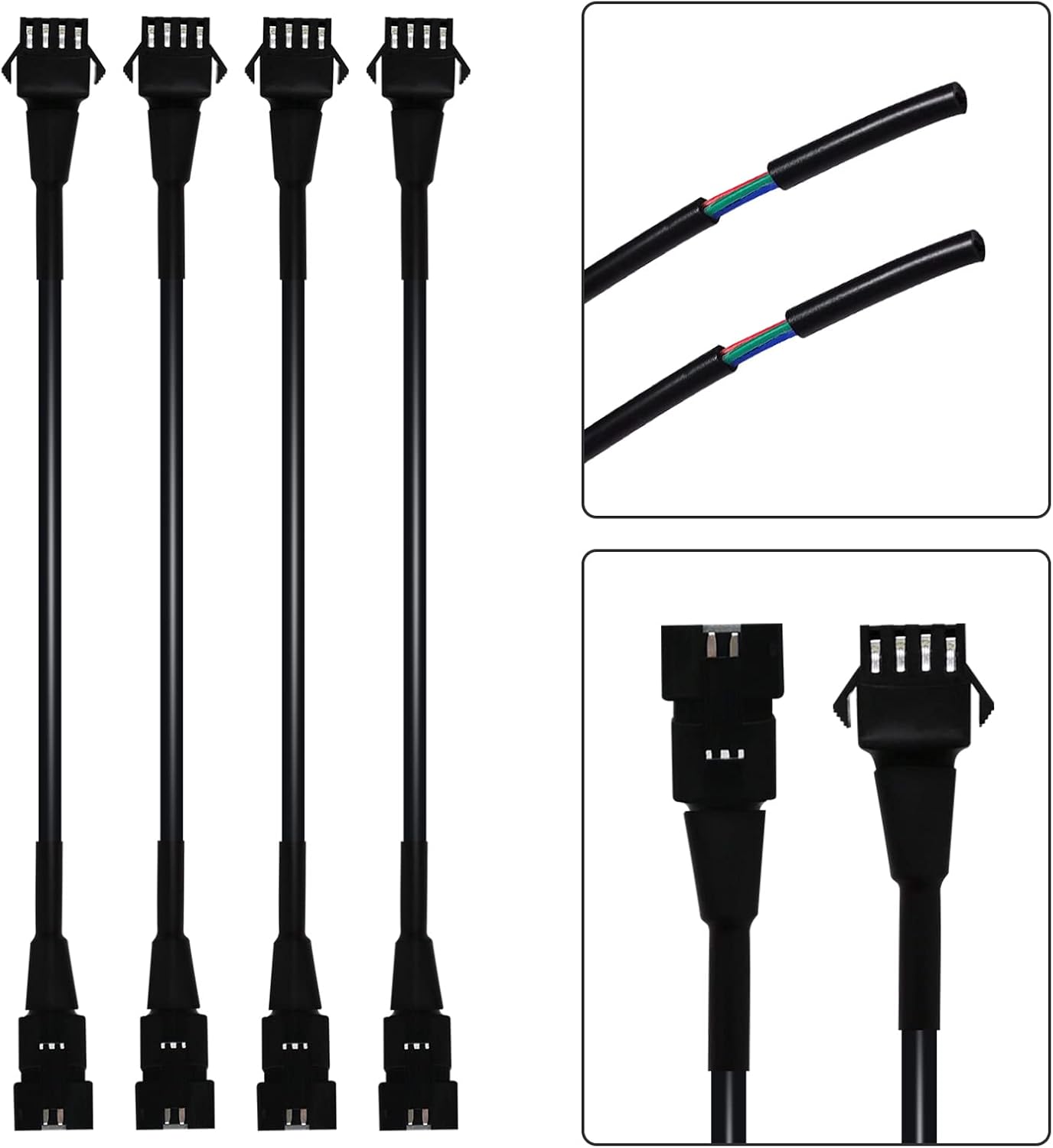 4 PCS 60 inch Extension Cords for Use with 5050 LED SMD RGB NEON Accent Kits for LED Motorcycle ATV Car Light Multi-Color Neon Strip