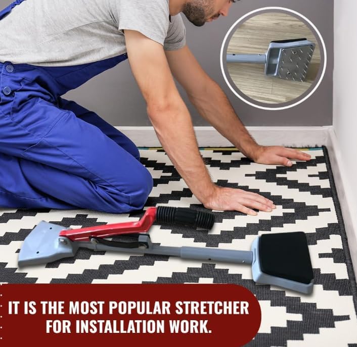 ZY326 Kneeless Carpet Stretcher, Tucker and Cutter Combo – Heat-Treated Aluminum Handle, Nickel-Plated Pins, Professional Carpet Installation Kit