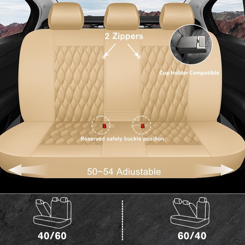 caromop faux leather car seat covers full set,luxury, close-up detail