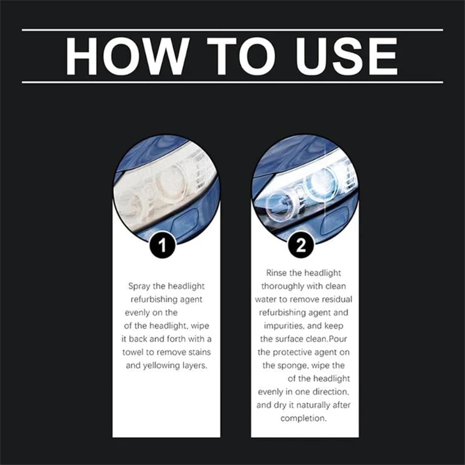 Headlight Cleaner,Headlight Restoration Kit, Automotive Headlamp Restoration Fluid Kit, Multifunctional Headlights Cleaner, Suitable for All Vehicles (1PCS)