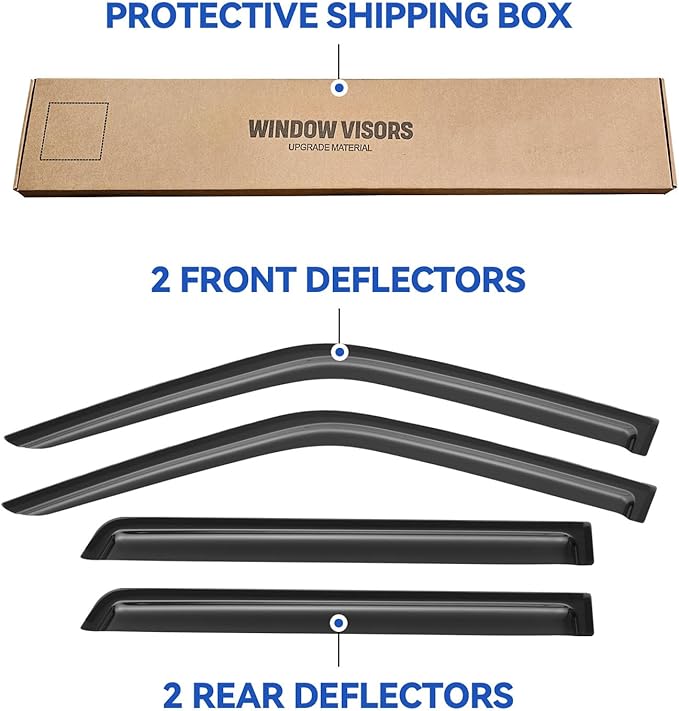 Window Visors Rain Guards for 1996-2004 Nissan Pathfinder, Out-Channel Window - Image 5