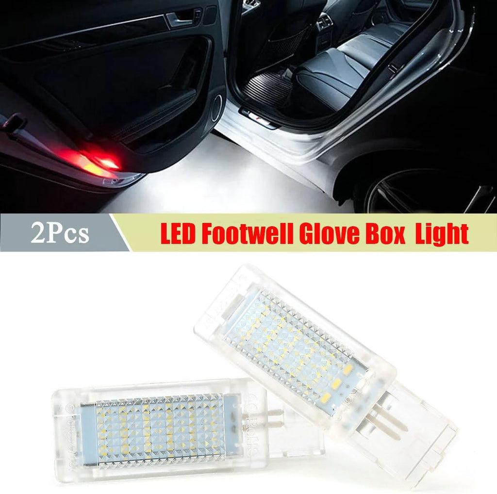 2Pcs LED Footwell Glove Box Interior Light Replacement 7L0947415 1KD947415 for VW Jetta Caddy Passat Tiguan Scirocco Under Door Glove Lamp