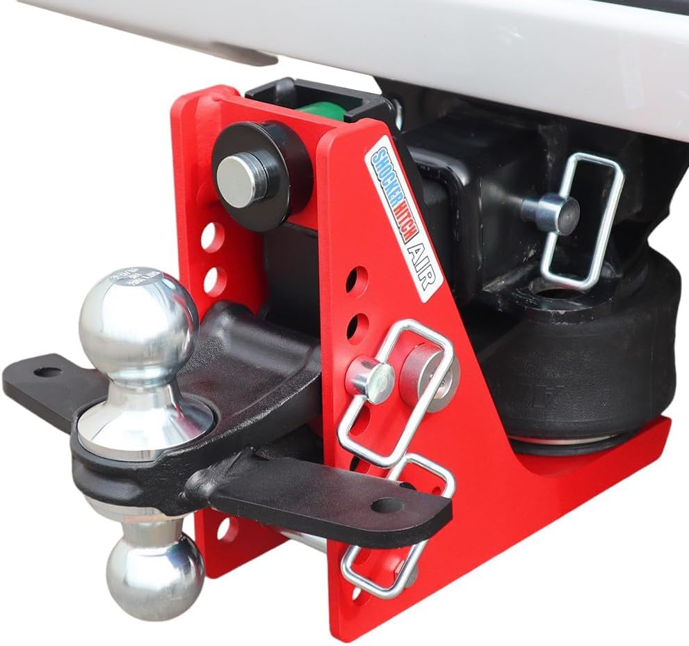 Shocker Air Hitch & Combo Ball with Sway Bar Tabs, Fits 2" Hitch Chrome Combo 2" & 2-5/16" Balls