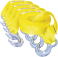 KEEPER Tow Strap with Hooks - 2"x15' Emergency Vehicle Towing and Recovery Strap, 12,000 lbs Break Strength - Zinc-Plated Forged Hooks for Secure, Reliable Towing of Cars and Light Trucks (Pack of 4)
