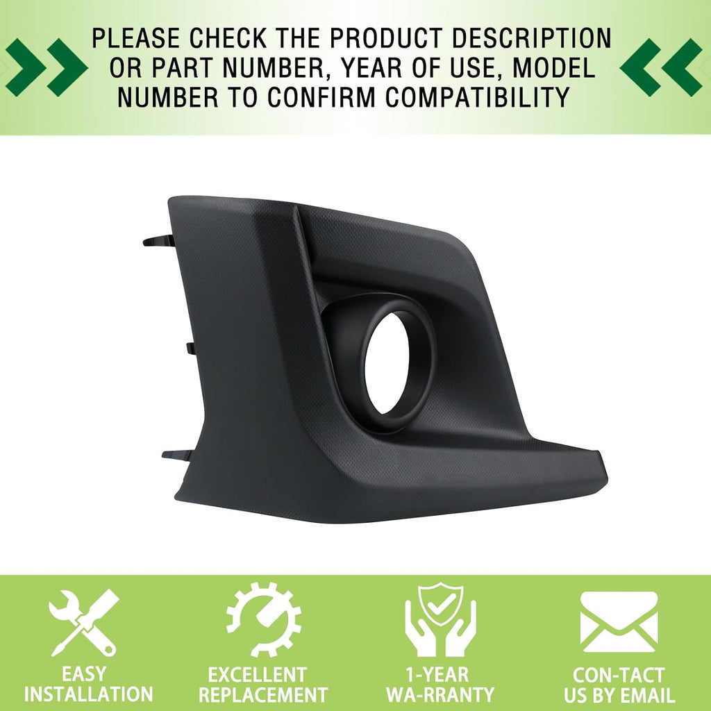 Front Bumper Fog Light Bezel Cover Right Passenger Side Lamp Panel Trim with Fog Light Hole Black Compatible with 2018-2020 Subaru Crosstrek Replaces 57731FL082 SU1039121
