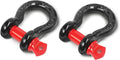 1/2" D Ring Shackle with 5/8" Screw Pin, 2T Working Load Limit (WLL) / 12T (26,455 lb) Minimum Breaking Strength (MBS) for Tow Strap Winch, Off-Road Vehicle Recovery (Black/Red, 2 Pack)