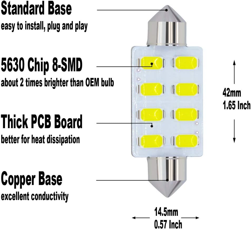 Yoper White Interior LED Light Package Kit for Ford F-150 F-250 F-350 | Compatible with 1997-2014 F-150, Compatible with 2000-2014 F-250 F-350 F-450 F-55, Replacement Bulbs, 12pcs