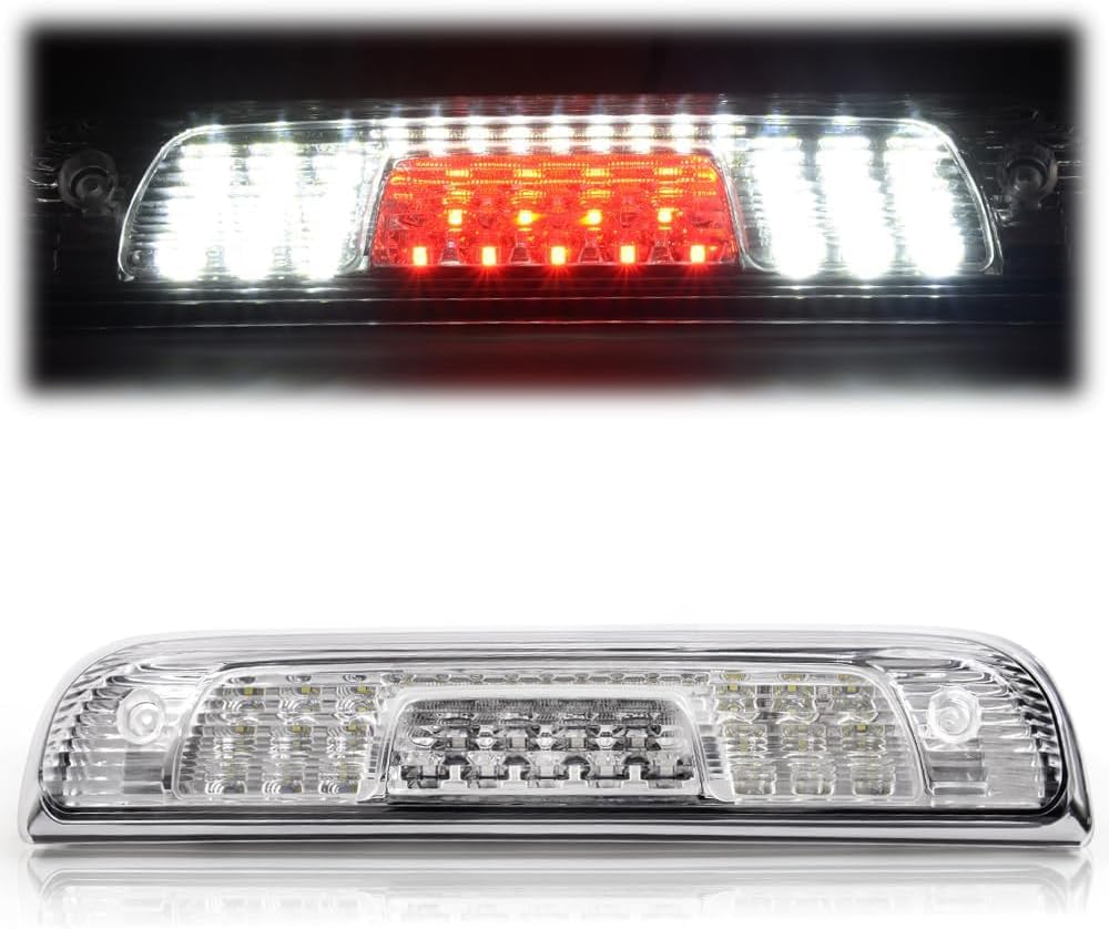 G-PLUS LED 3rd Brake Light Fit Chevy Silverado 1500 2500HD 3500 2014-2018 | Rear Third Brake Light Fit GMC Sierra1500/2500HD/3500 2014-2018,3RD Cargo Led Tail Lamps Clear lens Chrome Housing