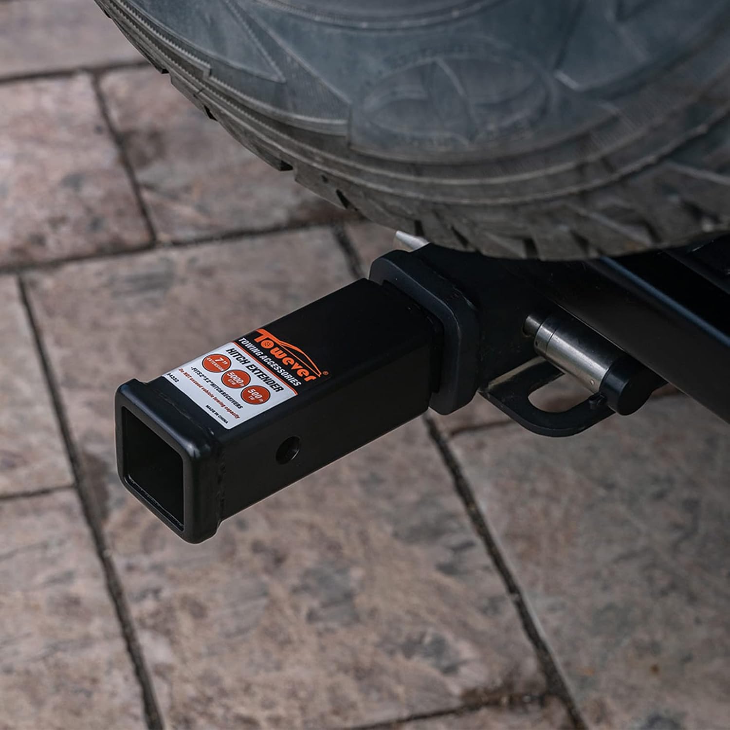 84332P Trailer Hitch Extenders 2 inch Hitch Receiver Tube, 7 inches Extension, with 5/8 inch Hitch Pin