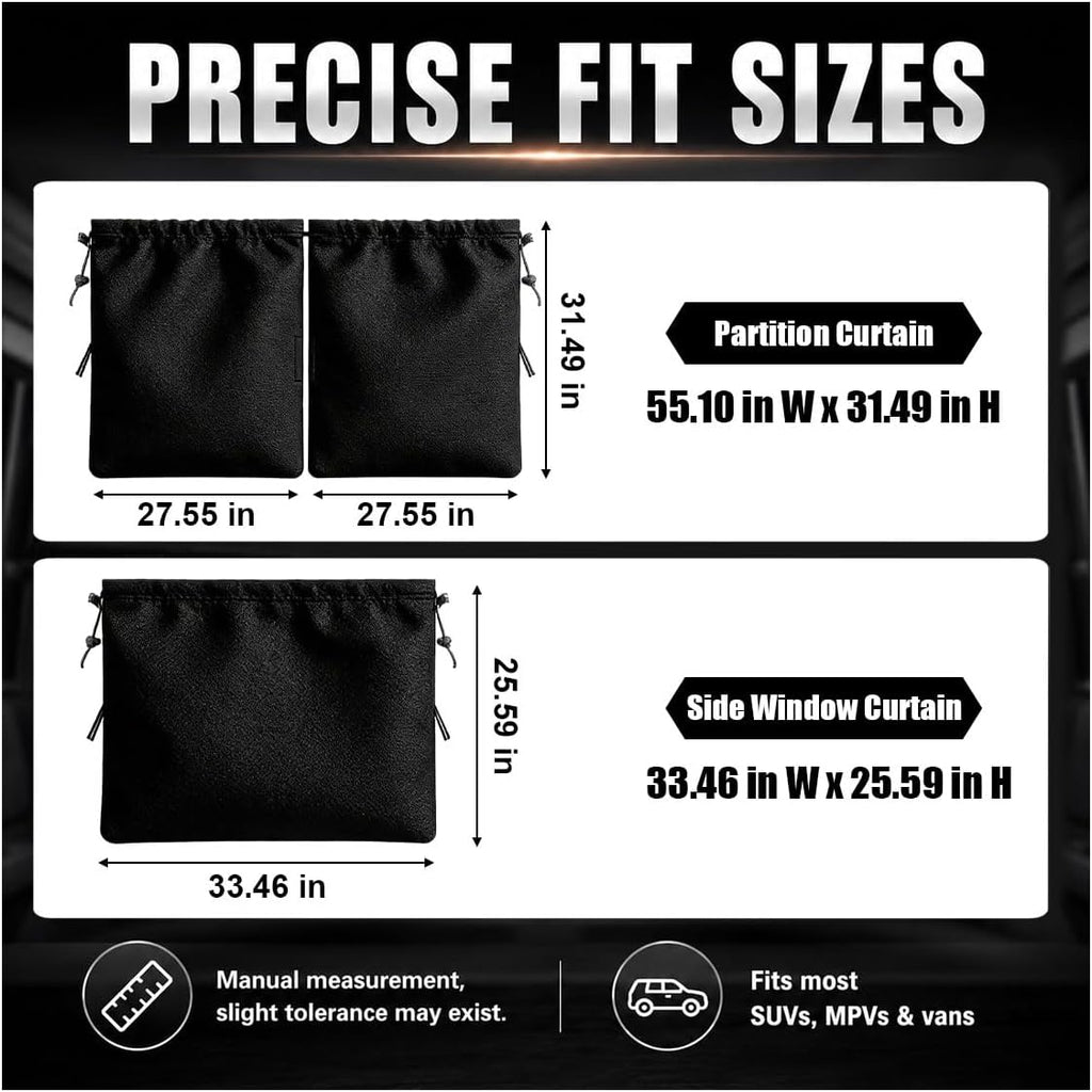 Car Window Shades, Universal UV Blocking Car Side Window Cover, Auto Divider Privacy Curtains, Removable Vehicle Interior Sunshade for Sleeping, Camping, Traveling(3PCS)