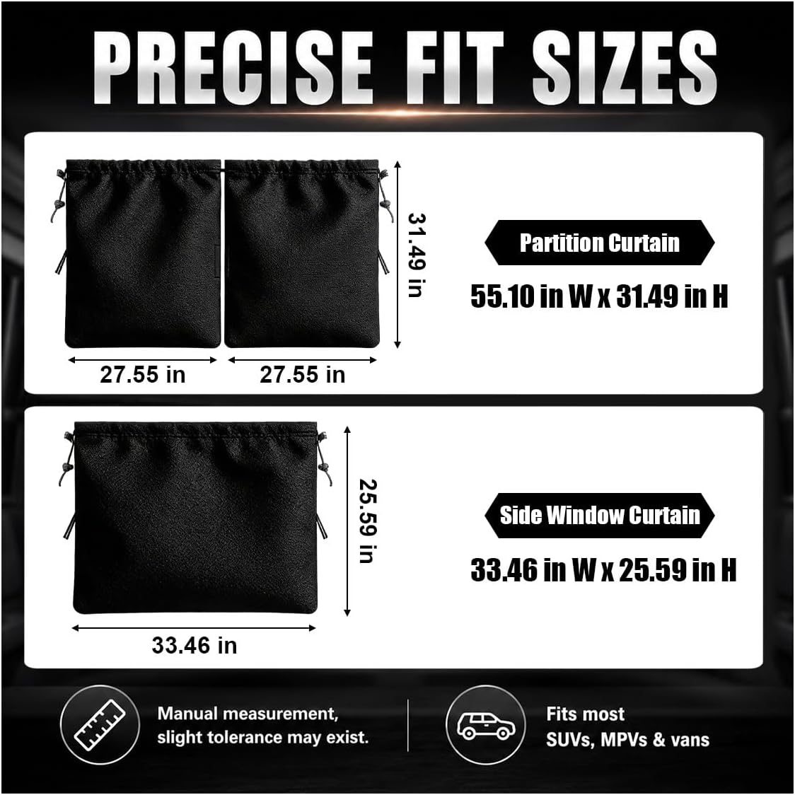 Car Window Shades, Universal UV Blocking Car Side Window Cover, Auto Divider Privacy Curtains, Removable Vehicle Interior Sunshade for Sleeping, Camping, Traveling(3PCS)