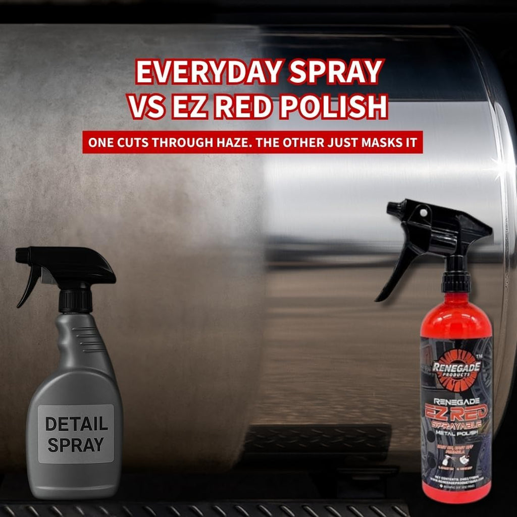 Renegade Metal Maintenance Bundle – Pro Red Liquid Metal Polish & EZ Red Sprayable Polish – 2-Step Aluminum & Stainless Steel Kit (2 x 24oz)