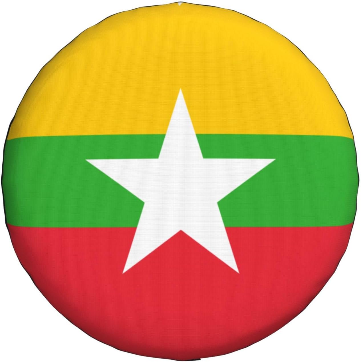 Flag of Myanmar Print Universal Spare Tire Cover for RV, Jeep | Wheel Protector Fits Rv, Trailer, Jeep, Shield Tires From Sun, Dirt And Rain For Outdoor Storage